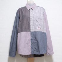 パープル系パッチワークチェックシャツ【4(L)】