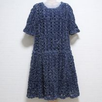 紺デニム創作リボンワンピース