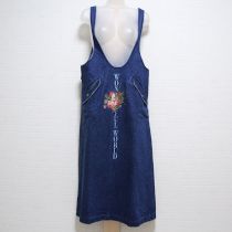 紺ブーケ刺繍デニムジャンパースカート