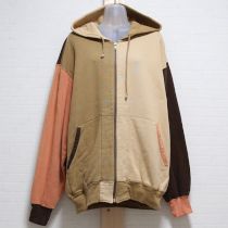 茶系切替えパーカー