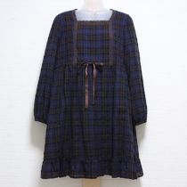 紺×茶チェックチュニック