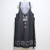 黒刺繍&パッチワークジャンパースカート