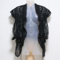 黒サテンリボン使いモヘヤベスト