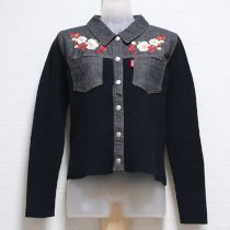 黒ブリリアントルージュ刺繍ニットジャケット