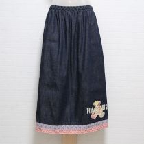 紺パッチワークくまエプロン