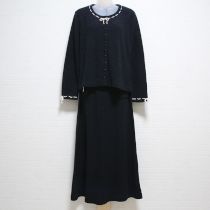 黒通しリボンカットソーカーディガン&スカート【M】