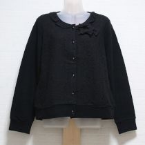 黒レース使いカットソーカーディガン【4(L)】