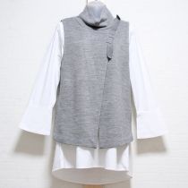 グレー裏毛オフタートルニットベスト&ブラウス【3(9号)】