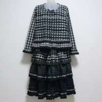 グリーン系ピコフリルチェックブラウス&段々スカート