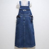 紺デニムロゴ入りサロペットスカート