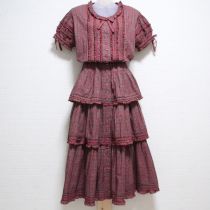 赤系チェック段々ワンピース