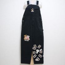 黒ペアくま刺繍オーバーオール