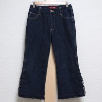 紺チェリーレースデニムパンツ【S】
