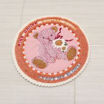 ピンクギンガムくま刺繍サガラワッペン
