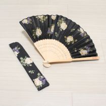黒白薔薇リボン扇子