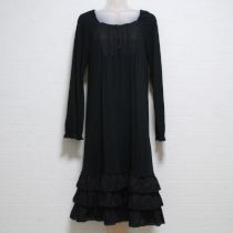 黒裾段々フリルカットソーワンピース