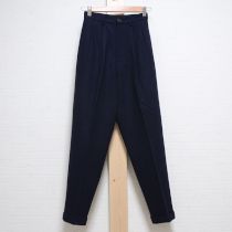 紺センタープレスダブルウールパンツ