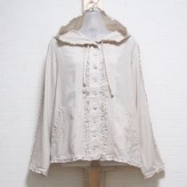 ベージュ麻ブレンドフード付きジャケット【4(L)】