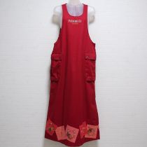 赤フルーツ籠刺繍パッチジャンパースカート