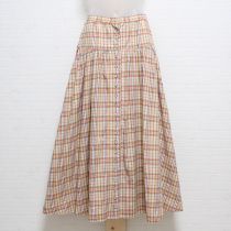 べージュ系チェックフレアースカート