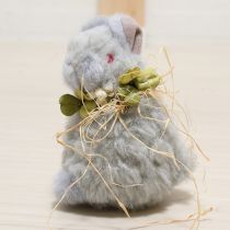 グレーうさぎと白つめ草コサージュ