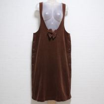 茶ロゴ刺繍コーデュロイジャンパースカート