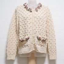 生成薔薇モチーフポップコーン編みカーディガン