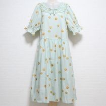 薄荷ギンガム雛菊ミディワンピース