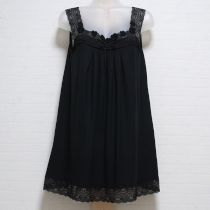 黒花モチーフカットソーチュニック【9号】