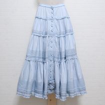 水色ギンガムピンタックスカート