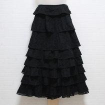 黒エンブロイダリー段々スカート【L】