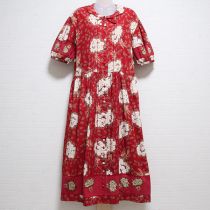 赤野薔薇ブーケ刺繍ワンピース