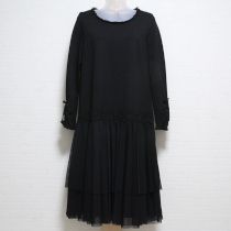 黒チュール使いカットソーワンピース