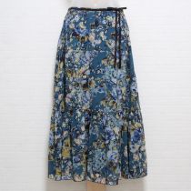 ブルー系花柄ジョーゼットスカート【9号】
