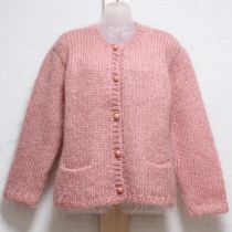 ピンクモヘヤざっくり編みカーディガン