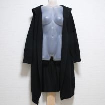 黒バックティアードリブニットロングカーディガン