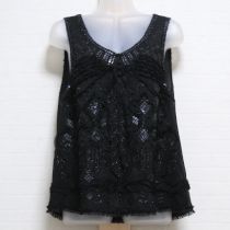 黒スパンコール使いシフォンベスト