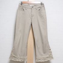 ベージュ裾モチーフ&チュールパンツ【S】