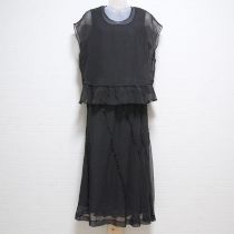 黒ドットシフォンブラウス&スカート