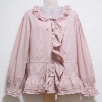 ピンクローンピコフリルロングオーバーブラウス