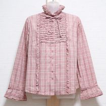 ピンク系オリチェピコフリルブラウス【L】