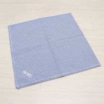 紺ギンガムロゴ刺繍ストール