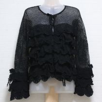 黒レース編み段々カーディガン