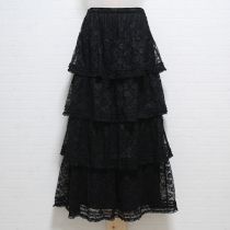 黒フラワーレース段々スカート