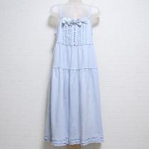 水色リボン使いカットソーキャミワンピース