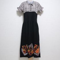 黒チェリーパッチカットソーワンピース