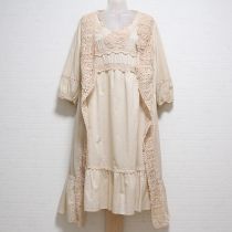 ベージュクロッシェ使いローンワンピースセット【9号】