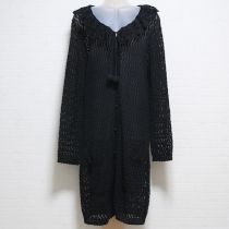 黒レース編みロングカーディガン