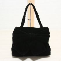 黒リボンベロアバッグ