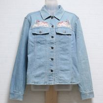 ブリーチローズブーケ刺繍シャツブラウス【4(L)】